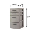 Tour tissée 4 tiroirs gris foncé - Brightroom™ : Organiseur de rangement en plastique, tiroirs utilitaires portables, rangement universel