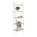 Étagère à 5 niveaux Honey-Can-Do : Étagère échelle blanche, cadre en acier, hauteur de 172 cm, capacité de 22,7 kg, finition plaquée