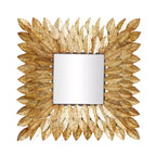 Metal Leaf Radial Wall Mirror Brown - Olivia & May: Rustic Square No Assembly Required