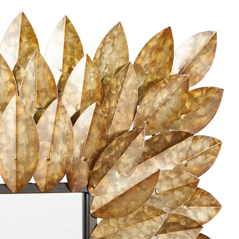 Miroir mural radial Feuille de métal marron - Olivia & May : Carré rustique, aucun assemblage requis
