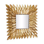 Miroir mural radial Feuille de métal marron - Olivia & May : Carré rustique, aucun assemblage requis