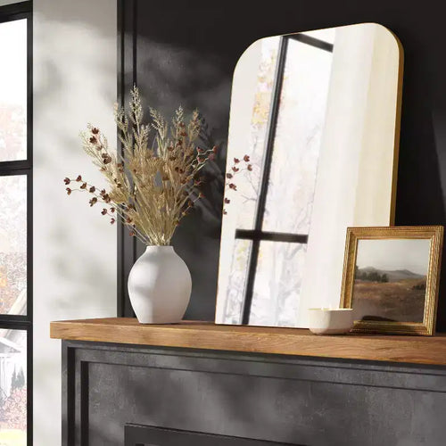 Miroir de cheminée Infinity 24" x 36" en laiton - Threshold™ : Résistant à la rouille, Fixation murale, Décor moderne