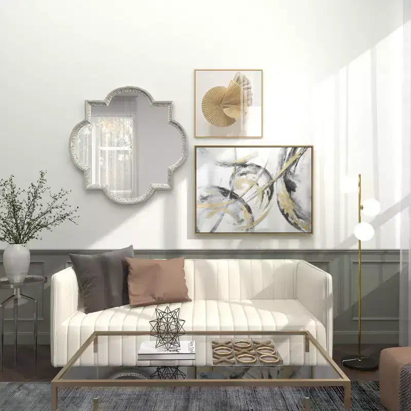 Miroir Mural Quadrilobe en Aluminium Gris - Olivia & May