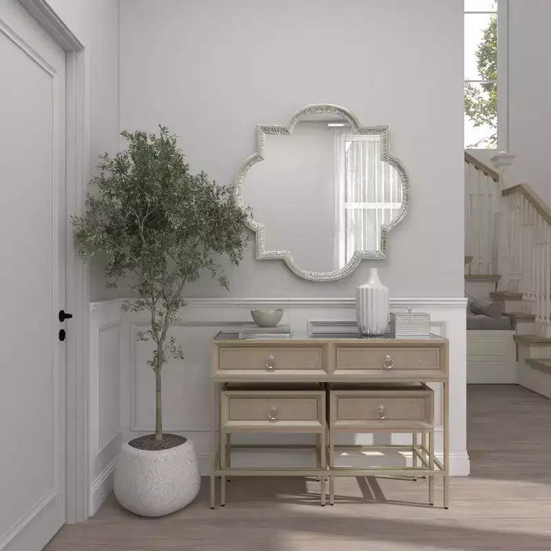 Miroir Mural Quadrilobe en Aluminium Gris - Olivia & May