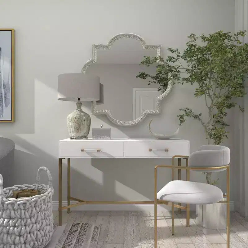 Miroir Mural Quadrilobe en Aluminium Gris - Olivia & May