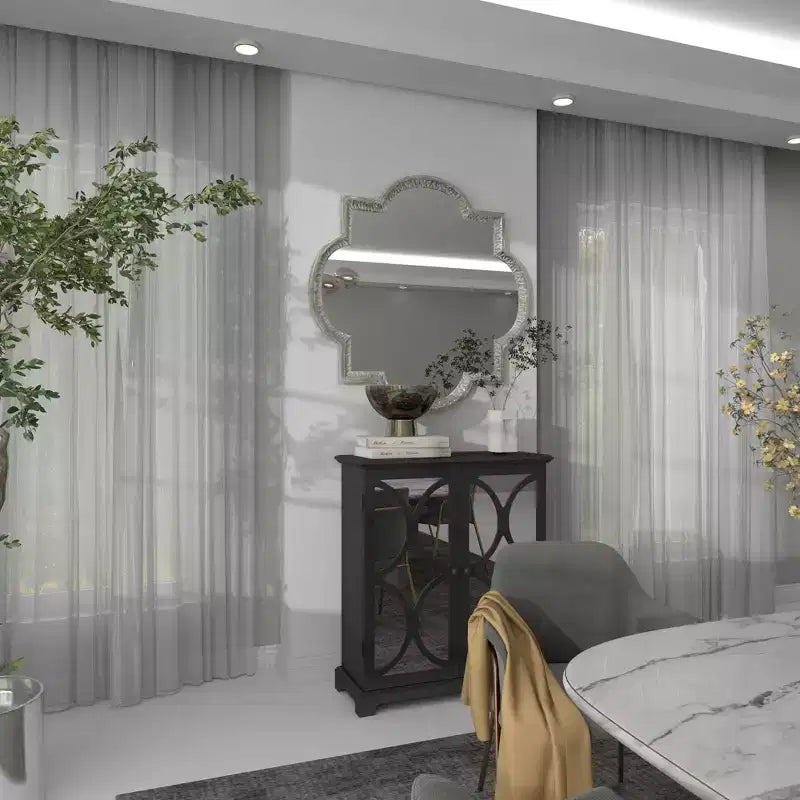 Miroir Mural Quadrilobe en Aluminium Gris - Olivia & May