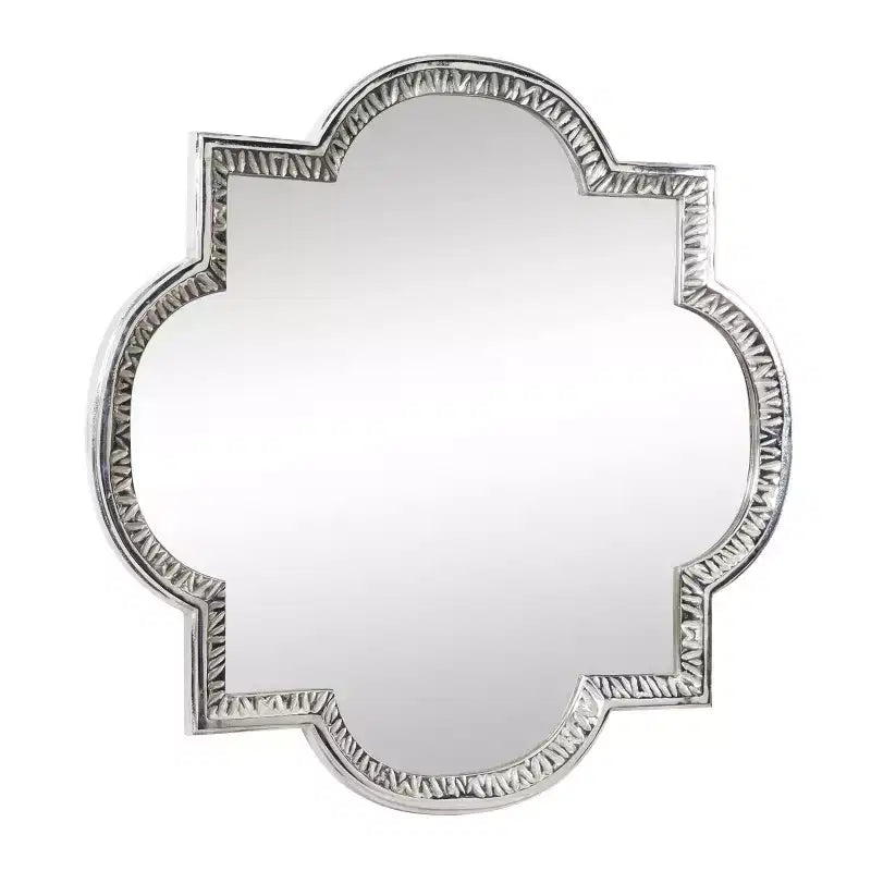 Miroir Mural Quadrilobe en Aluminium Gris - Olivia & May