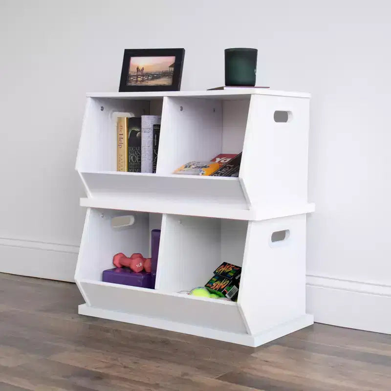 Coffre de rangement pour jouets en bois et bibliothèque pour enfants blanc - Humble Crew : Cadre en MDF, étagère à bac ouvert, organisateur de jouets pour enfants
