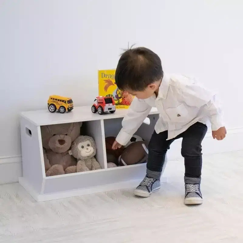 Coffre de rangement pour jouets en bois et bibliothèque pour enfants blanc - Humble Crew : Cadre en MDF, étagère à bac ouvert, organisateur de jouets pour enfants
