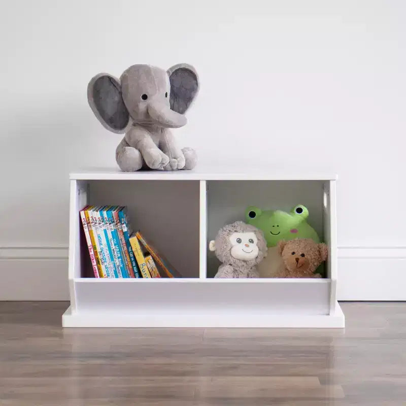 Coffre de rangement pour jouets en bois et bibliothèque pour enfants blanc - Humble Crew : Cadre en MDF, étagère à bac ouvert, organisateur de jouets pour enfants