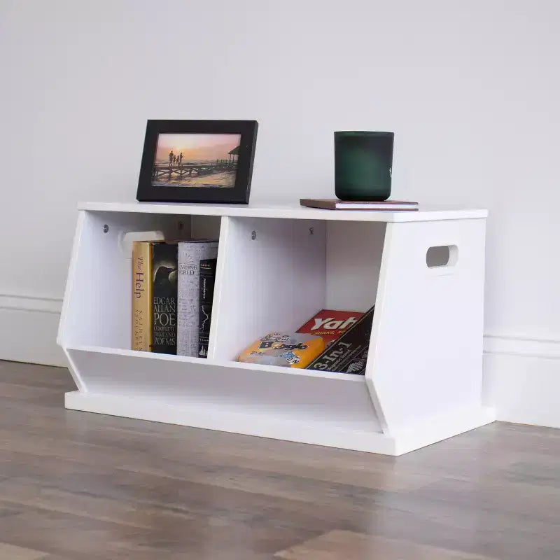 Coffre de rangement pour jouets en bois et bibliothèque pour enfants blanc - Humble Crew : Cadre en MDF, étagère à bac ouvert, organisateur de jouets pour enfants