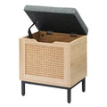 Shoe Storage Bench, Entryway Bench with Sorage Box, Metal and Wood Shoe Rack Organizer Shelf with Cushion for Entryway, Bedroom, Hallway