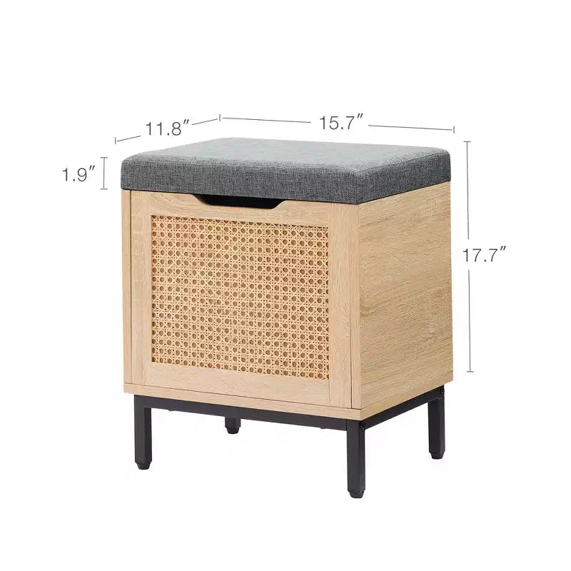 Banc de rangement pour chaussures, banc d'entrée avec boîte de rangement, étagère de rangement pour chaussures en métal et bois avec coussin pour entrée, chambre, couloir