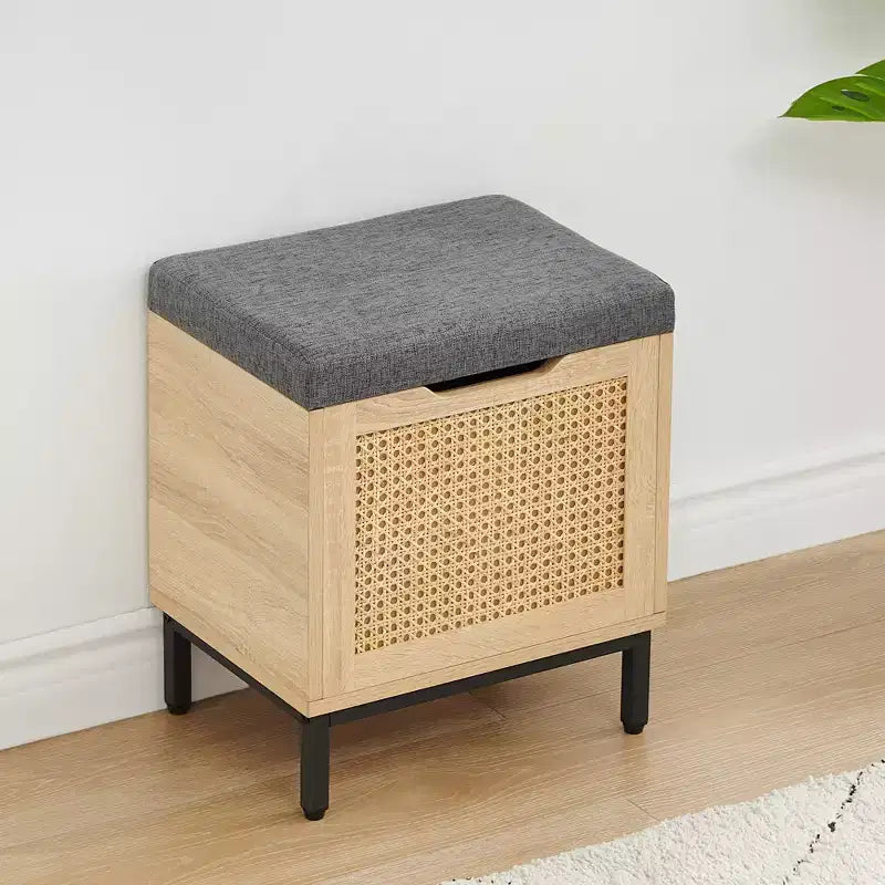 Banc de rangement pour chaussures, banc d'entrée avec boîte de rangement, étagère de rangement pour chaussures en métal et bois avec coussin pour entrée, chambre, couloir