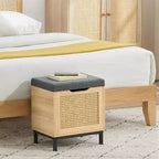 Banc de rangement pour chaussures, banc d'entrée avec boîte de rangement, étagère de rangement pour chaussures en métal et bois avec coussin pour entrée, chambre, couloir