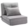 VEVOR Convertible Flip Chair, 5-Position Adjustable Floor Lazy Sofa, Folding Upholstered Couch Bed with Adjustable Backrest Metal Frame, Gray
