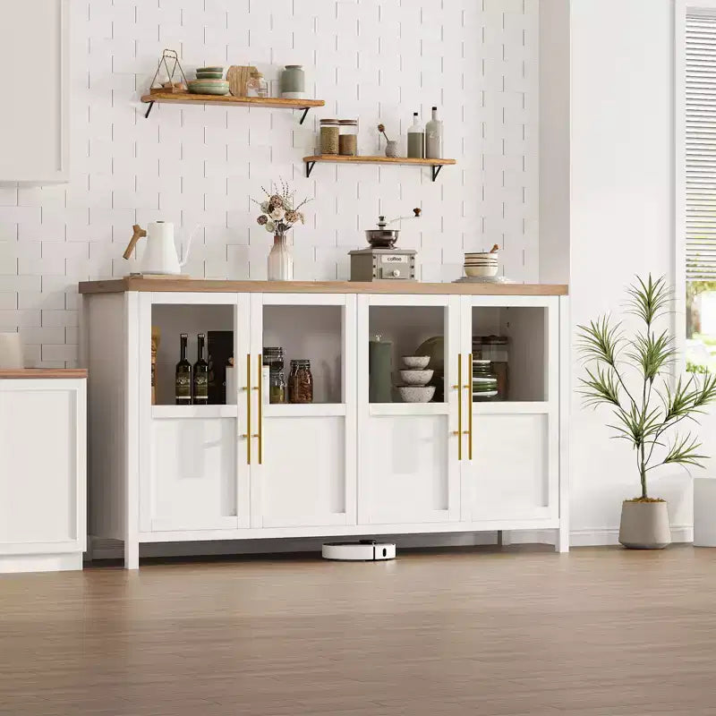 Meuble buffet de ferme moderne - Bahut avec portes vitrées et rangement pour la salle à manger et le salon