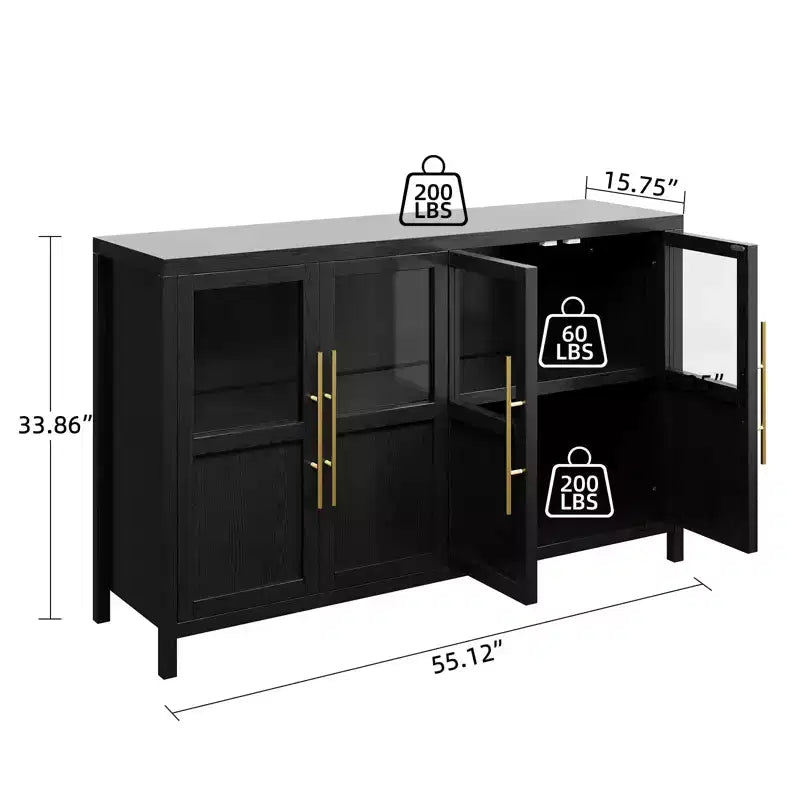 Meuble buffet de ferme moderne - Bahut avec portes vitrées et rangement pour la salle à manger et le salon