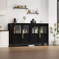 Modern Farmhouse Buffet Cabinet - Glass Door Sideboard with Storage for Dining & Living Room