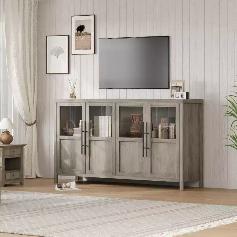 Meuble buffet de ferme moderne - Bahut avec portes vitrées et rangement pour la salle à manger et le salon