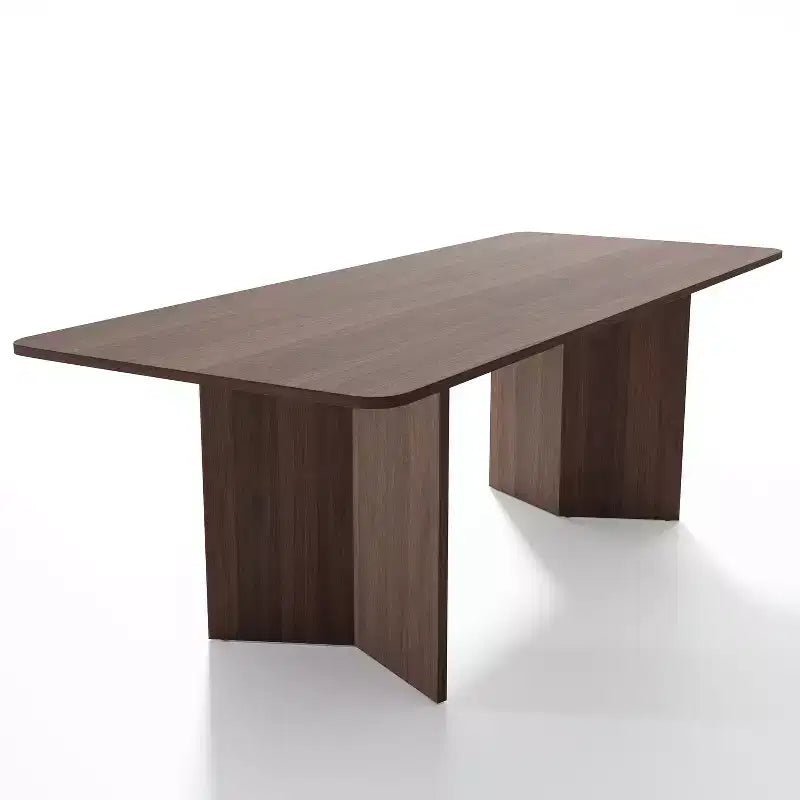 PexFix 79 x 33,5 Table à manger de ferme en bois massif avec pieds en V et plateau en bois carré pour salles à manger modernes et réunions de famille Noyer