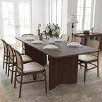 PexFix 79 x 33,5 Table à manger de ferme en bois massif avec pieds en V et plateau en bois carré pour salles à manger modernes et réunions de famille Noyer