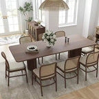 PexFix 79 x 33,5 Table à manger de ferme en bois massif avec pieds en V et plateau en bois carré pour salles à manger modernes et réunions de famille Noyer