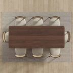 PexFix 79 x 33,5 Table à manger de ferme en bois massif avec pieds en V et plateau en bois carré pour salles à manger modernes et réunions de famille Noyer