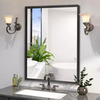 Acekool 40 x 30 Inch Wall Mounted Mirror, Rectangular Aluminum Alloy Frame Decorative Mirror for Bathroom, Living Room, Bedroom