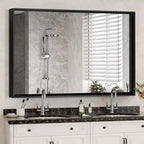 Miroir mural Acekool 101 x 76 cm, miroir décoratif rectangulaire avec cadre en alliage d'aluminium pour salle de bain, salon, chambre à coucher