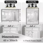 Miroir mural Acekool 101 x 76 cm, miroir décoratif rectangulaire avec cadre en alliage d'aluminium pour salle de bain, salon, chambre à coucher