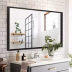 Miroir mural Acekool 101 x 76 cm, miroir décoratif rectangulaire avec cadre en alliage d'aluminium pour salle de bain, salon, chambre à coucher