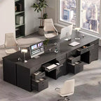 Bestier Bureau de 150 cm avec station de charge et tiroir clavier, Bureau d'ordinateur exécutif moderne avec tiroirs de classement et placards pour étude et chambre à coucher