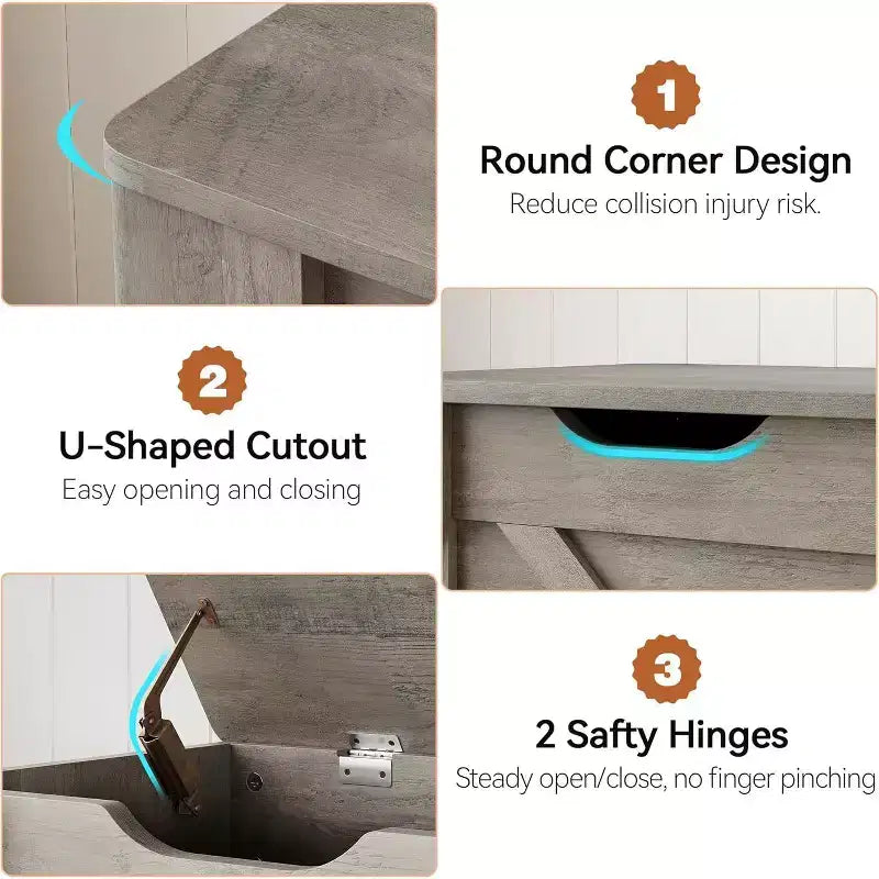Banc de rangement à 4 roulettes, coffre à couvertures en bois de 100 cm avec 2 charnières de sécurité, coins arrondis, supporte 159 kg, pour entrée, salon, chambre à coucher