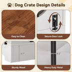 Meuble Cage pour Chien - Niche en Bois avec 3 Portes et Tapis de Couchage, Table d'Appoint Multifonctionnelle