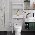 Meuble de rangement de salle de bain Acekool sur toilettes avec 1 tiroir et 2 étagères ouvertes, étagère de rangement en bois autoportante pour salle de bain blanc