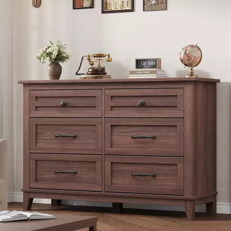 6 Commodes de Chambre, 47 Pouces de Large, Commodes de Rangement sur Pieds, Commode de Rangement en Bois pour Salon, Chambre, Entrée
