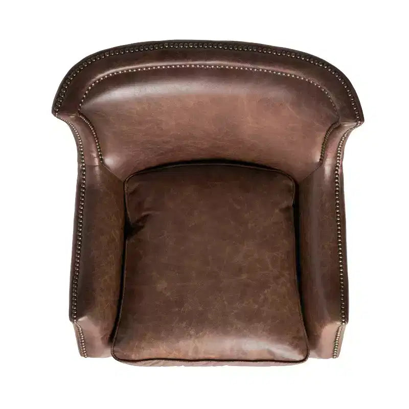 Fauteuil club contemporain Christopher Knight Home Njord en cuir pleine fleur avec garniture cloutée