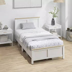 Cadre de lit HOMCOM avec tête de lit et pied de lit, plateforme de lit avec lattes en bois, aucun sommier tapissier requis, montage facile, blanc