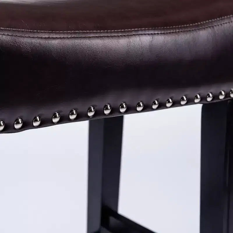 TROPOW Tabourets de bar en cuir PU 26 po, Tabourets de bar modernes avec garniture cloutée en selle, Chaises d'îlot, Tabourets de comptoir sans dossier rembourrés