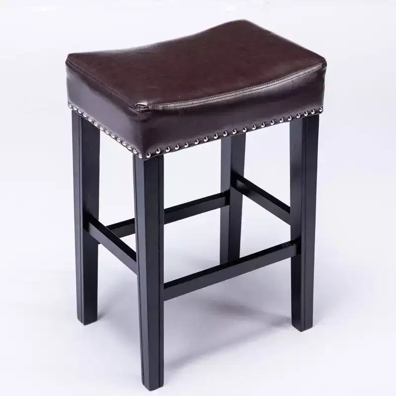 TROPOW Tabourets de bar en cuir PU 26 po, Tabourets de bar modernes avec garniture cloutée en selle, Chaises d'îlot, Tabourets de comptoir sans dossier rembourrés
