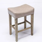 TROPOW Tabourets de bar en cuir PU 26 po, Tabourets de bar modernes avec garniture cloutée en selle, Chaises d'îlot, Tabourets de comptoir sans dossier rembourrés