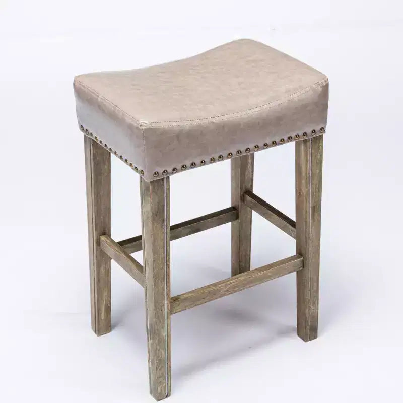 TROPOW Tabourets de bar en cuir PU 26 po, Tabourets de bar modernes avec garniture cloutée en selle, Chaises d'îlot, Tabourets de comptoir sans dossier rembourrés