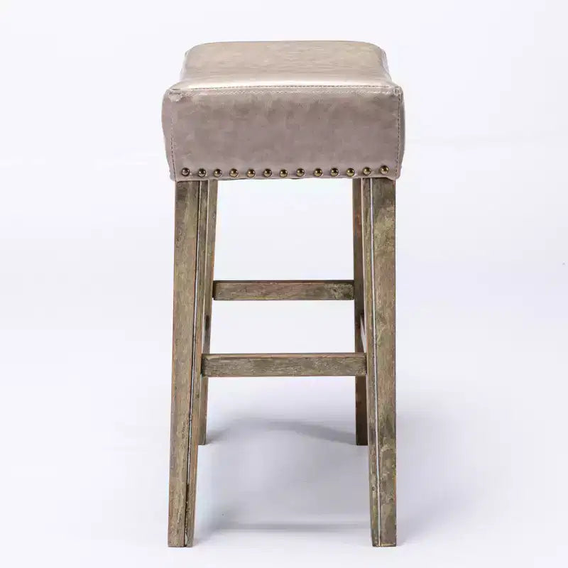 TROPOW Tabourets de bar en cuir PU 26 po, Tabourets de bar modernes avec garniture cloutée en selle, Chaises d'îlot, Tabourets de comptoir sans dossier rembourrés