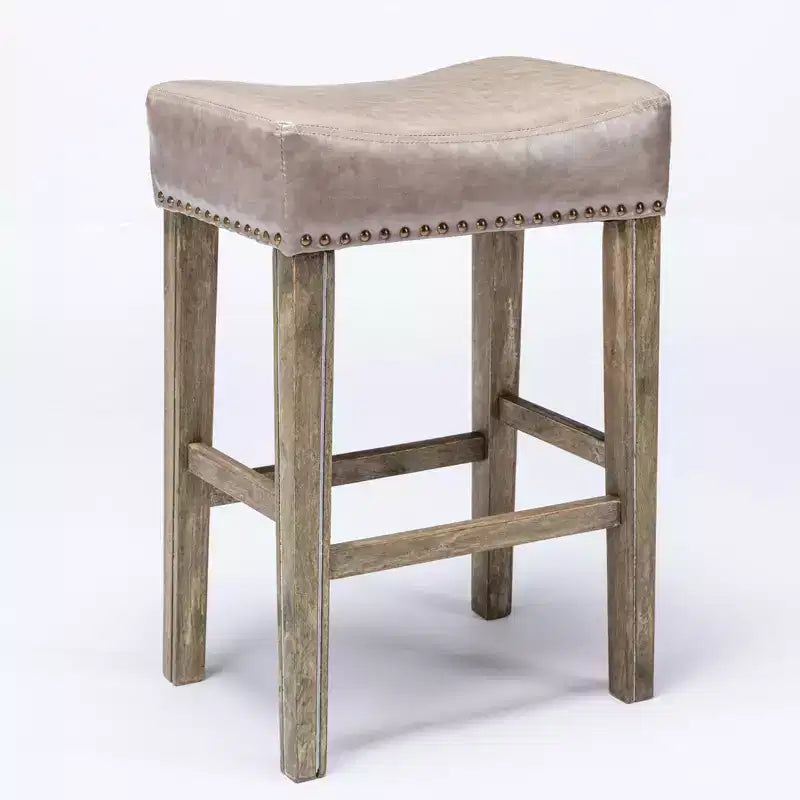 TROPOW Tabourets de bar en cuir PU 26 po, Tabourets de bar modernes avec garniture cloutée en selle, Chaises d'îlot, Tabourets de comptoir sans dossier rembourrés