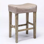 TROPOW Tabourets de bar en cuir PU 26 po, Tabourets de bar modernes avec garniture cloutée en selle, Chaises d'îlot, Tabourets de comptoir sans dossier rembourrés
