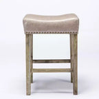 TROPOW Tabourets de bar en cuir PU 26 po, Tabourets de bar modernes avec garniture cloutée en selle, Chaises d'îlot, Tabourets de comptoir sans dossier rembourrés