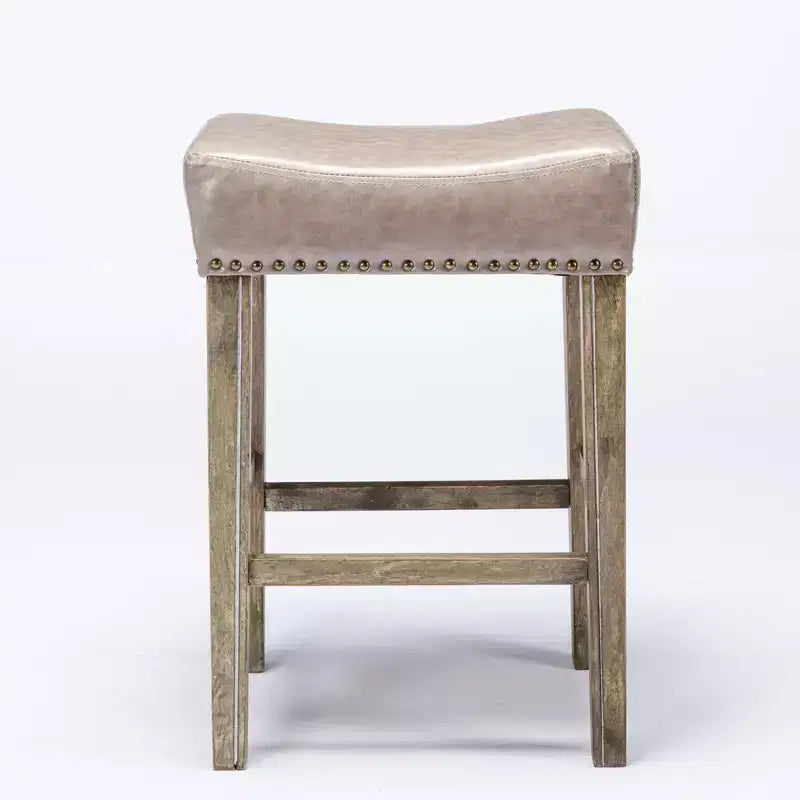 TROPOW Tabourets de bar en cuir PU 26 po, Tabourets de bar modernes avec garniture cloutée en selle, Chaises d'îlot, Tabourets de comptoir sans dossier rembourrés