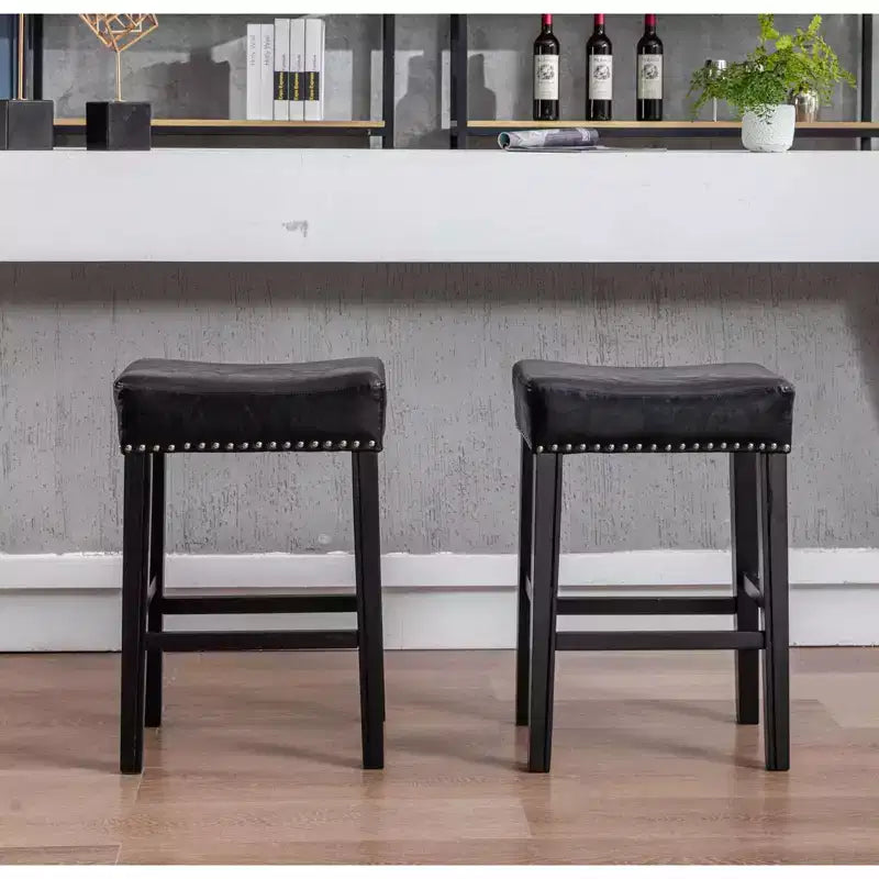 TROPOW Tabourets de bar en cuir PU 26 po, Tabourets de bar modernes avec garniture cloutée en selle, Chaises d'îlot, Tabourets de comptoir sans dossier rembourrés