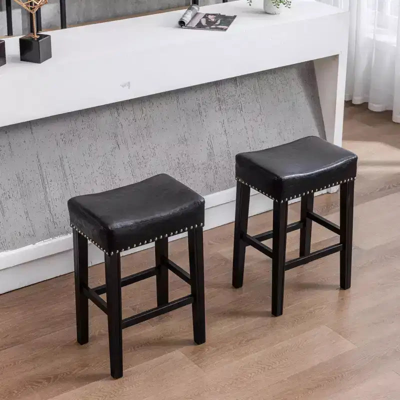 TROPOW Tabourets de bar en cuir PU 26 po, Tabourets de bar modernes avec garniture cloutée en selle, Chaises d'îlot, Tabourets de comptoir sans dossier rembourrés